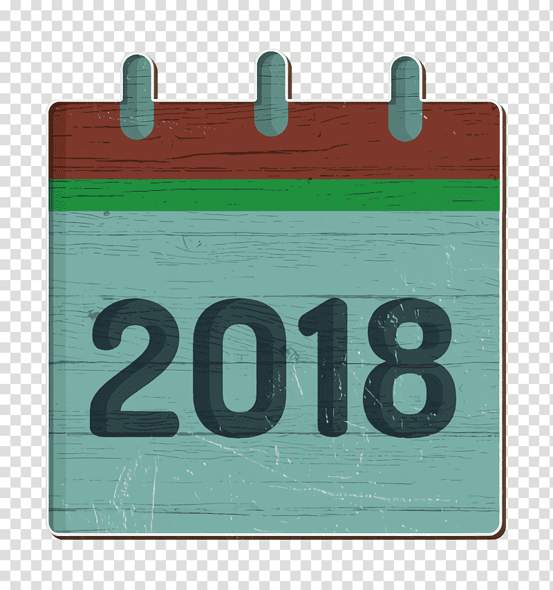New Year icon Calendar icon 2018 icon, Green, Rectangle, Sign, Teal, Meter, Number transparent background PNG clipart