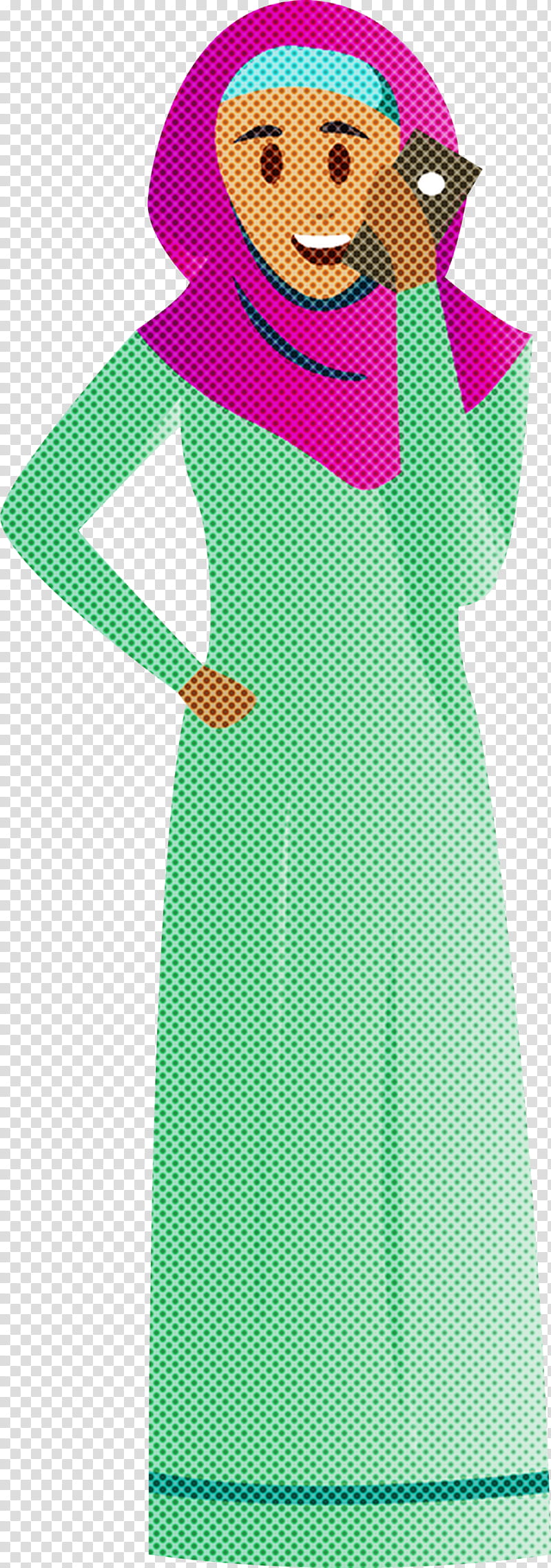 Arabic Woman Arabic Girl, Day Dress, Green, Clothing, Polka Dot, Turquoise, Aqua, Teal transparent background PNG clipart