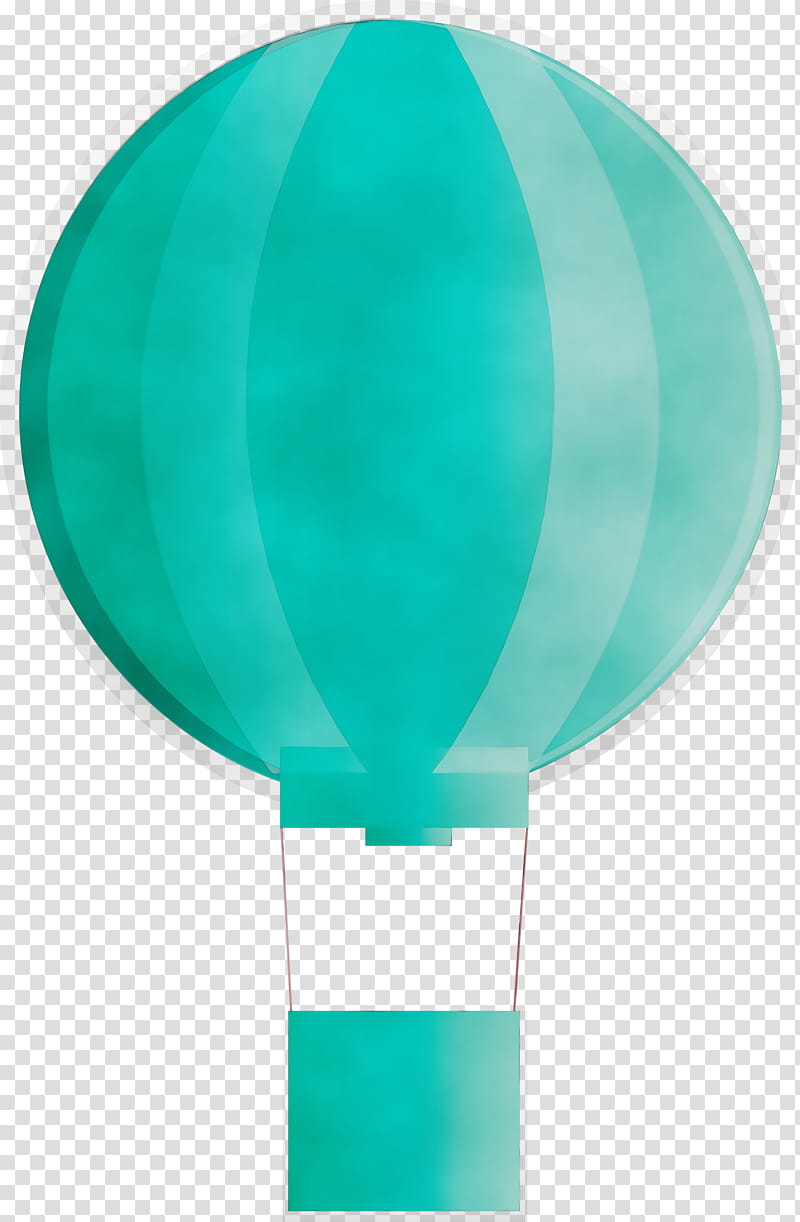 Hot air balloon, Floating, Watercolor, Paint, Wet Ink, Green, Turquoise, Aqua transparent background PNG clipart