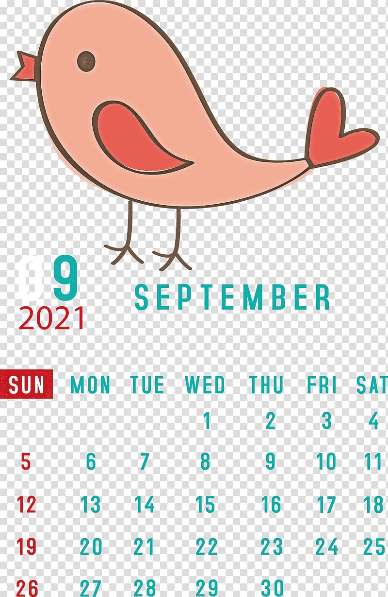 September 2021 Printable Calendar September 2021 Calendar, Meter, Beak, Line, Calendar System, Happiness, Behavior transparent background PNG clipart