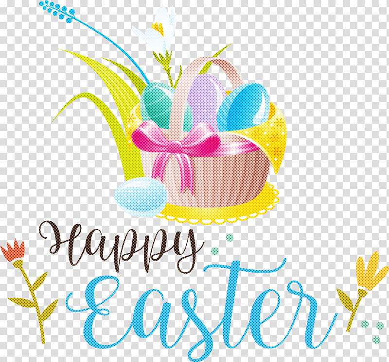 logo flower petal meter banner, Happy Easter Day, Easter Basket transparent background PNG clipart