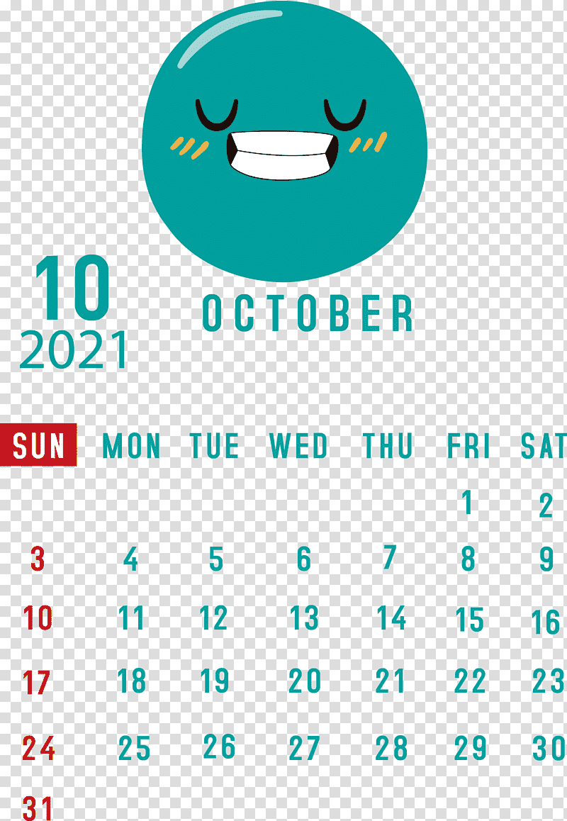 October 2021 Printable Calendar October 2021 Calendar, Logo, Aqua M, Green, Meter, Line, Diagram transparent background PNG clipart