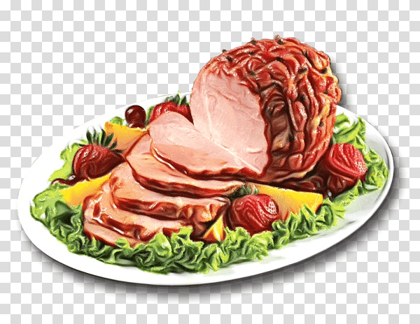 ham prosciutto hot dog roast beef virginia, Watercolor, Paint, Wet Ink, Lamb And Mutton, Corned Beef, Lunch Meat transparent background PNG clipart