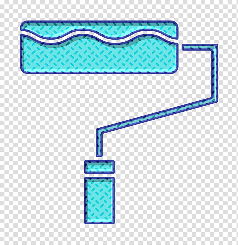 aqua line rectangle, Creative Icon, Paint Roller Icon transparent background PNG clipart