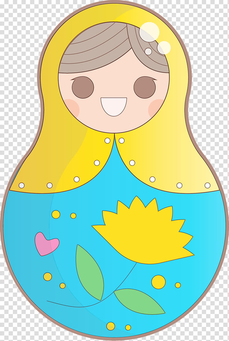 cartoon yellow line area infant, Colorful Russian Doll, Watercolor, Paint, Wet Ink, Cartoon transparent background PNG clipart