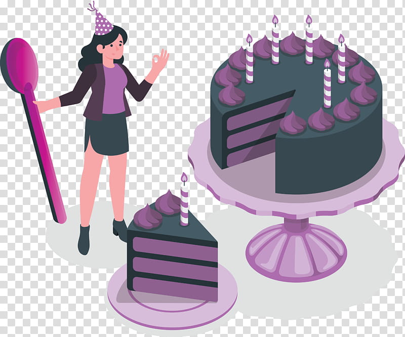 Birthday Cake, Cake Decorating, Birthday
, Cartoon, Purple, Torte, Meter, Tortem transparent background PNG clipart