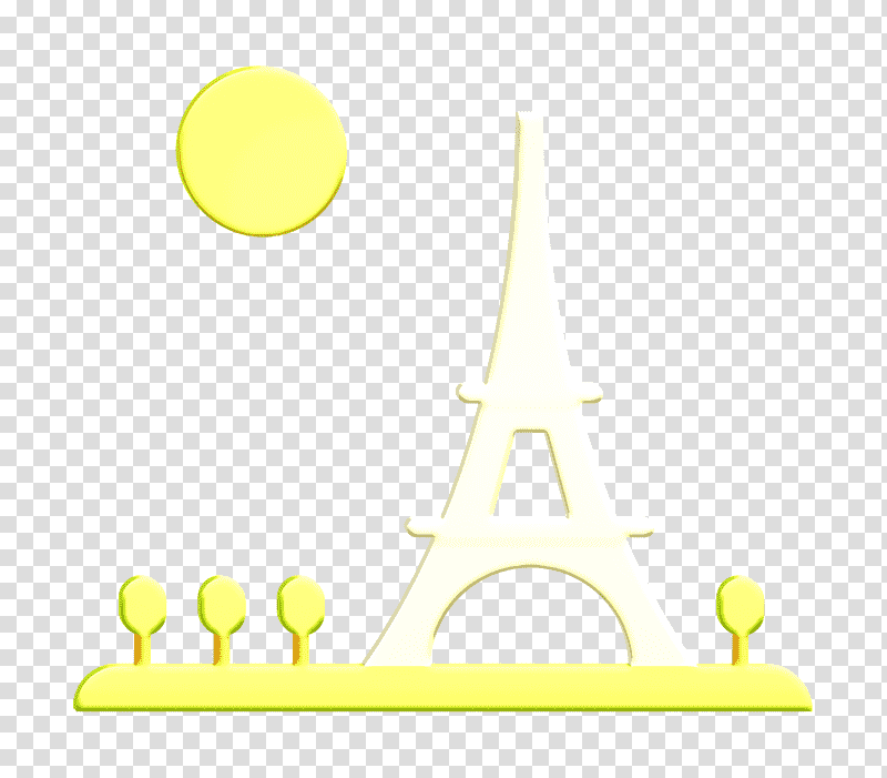 Travel icon Landscapes flat color icon Paris icon, Yellow, Lighting, Line, Meter, Mathematics, Geometry transparent background PNG clipart