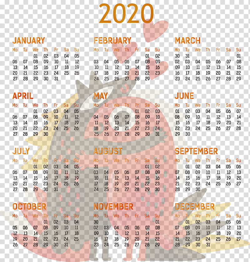 font calendar system meter, 2020 Yearly Calendar, Printable 2020 Yearly Calendar Template, Full Year Calendar 2020, Watercolor, Paint, Wet Ink transparent background PNG clipart