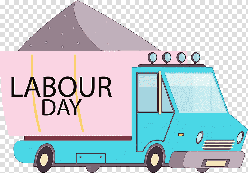 compact car car freight transport cartoon public utility, Labour Day, May Day, Watercolor, Paint, Wet Ink, Cargo transparent background PNG clipart