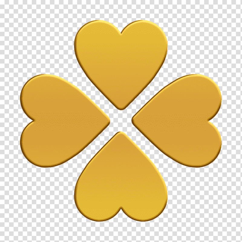 Clover icon Four leaf clover icon nature icon, Symbol, White Clover, Heart, Yellow transparent background PNG clipart