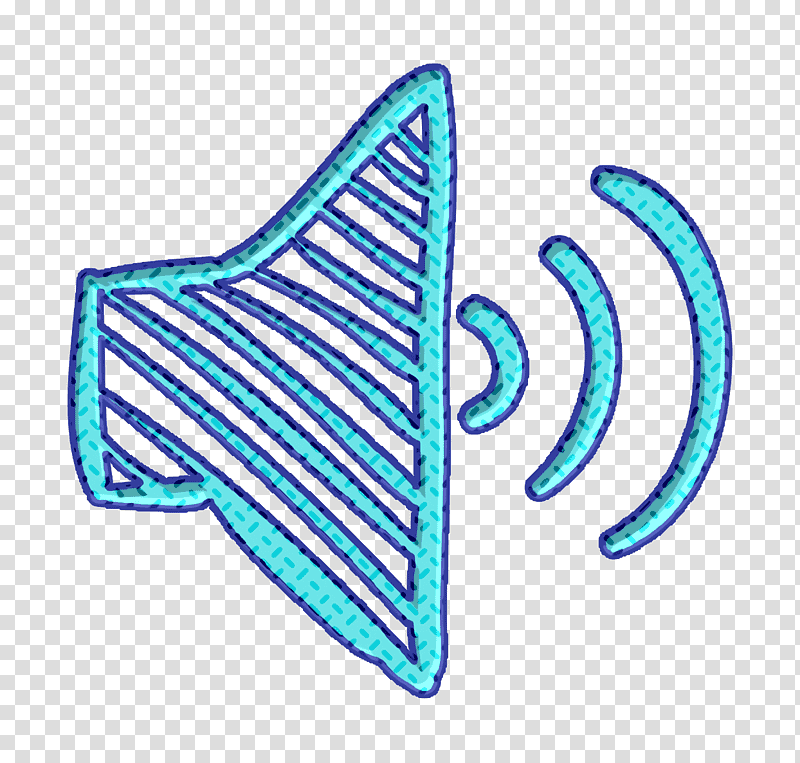 interface icon Speaker sketch loud volume interface tool icon Sketch icon, Social Media Hand Drawn Icon, Triangle, Symbol, Line, Aqua M, Meter transparent background PNG clipart
