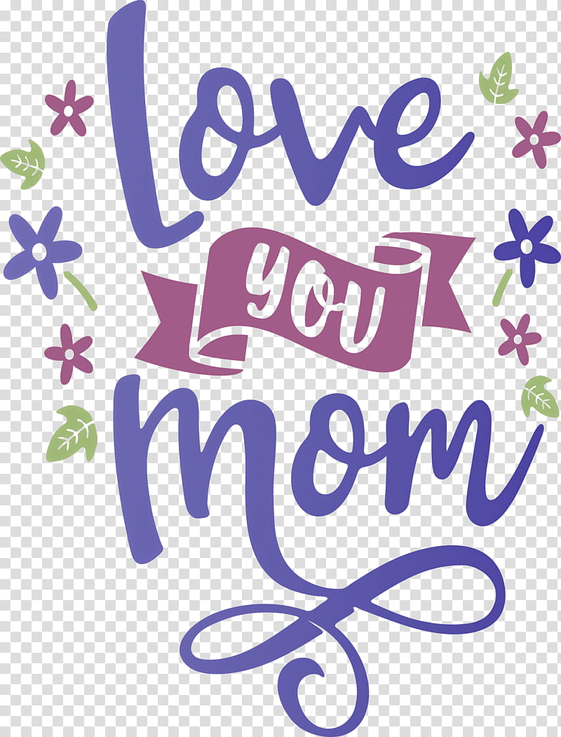 Mothers Day Love You Mom, Floral Design, Logo, Calligraphy, Purple, Number, Line transparent background PNG clipart