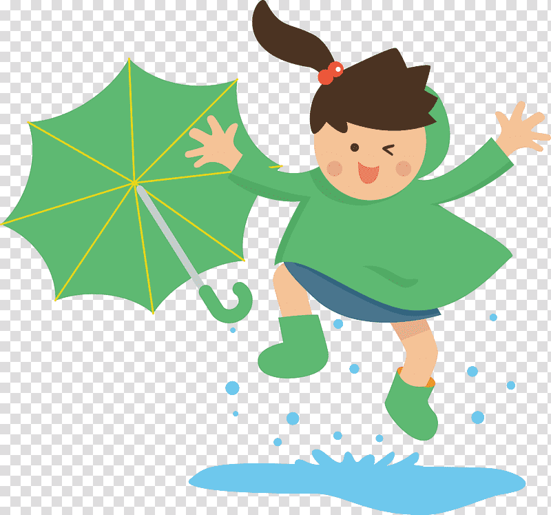 raining day raining umbrella, Girl, Christmas Day, Cartoon, Christmas Ornament M, Character, Leaf transparent background PNG clipart