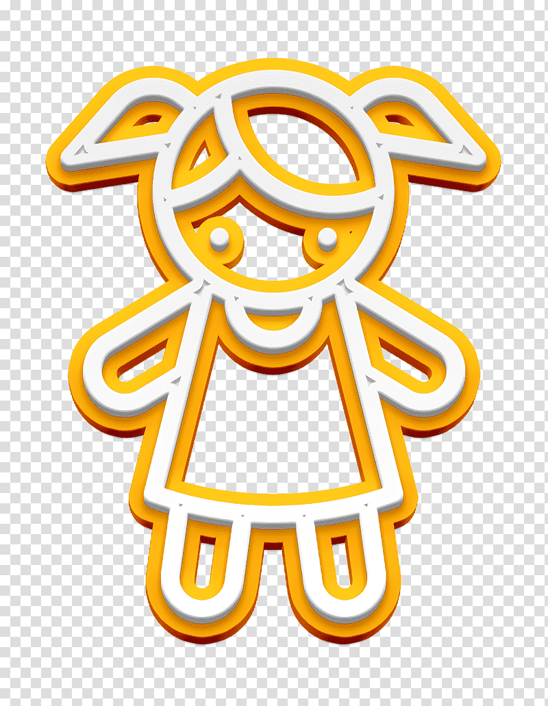 Doll icon Kids Elements icon, Logo, Cartoon, Yellow, Meter, Line, Number transparent background PNG clipart