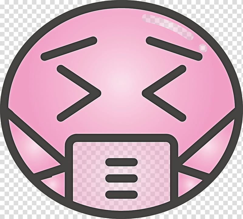 Emoji with medical mask COVID Corona Virus Disease, Pink, Emoticon, Line, Smile, Symbol, Circle, Smiley transparent background PNG clipart