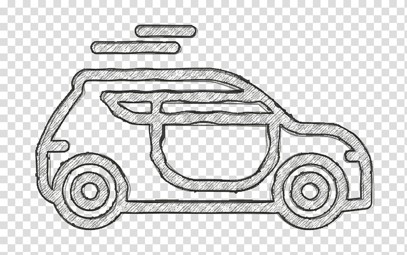 Auto icon Car icon Cab icon, Compact Car, Door Handle, Walking Shoe, Line Art, Black, Text transparent background PNG clipart