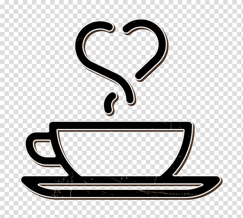 Saint Valentine Day Lineal icon Cup of Coffe with Heart icon food icon, Symbol, Text transparent background PNG clipart