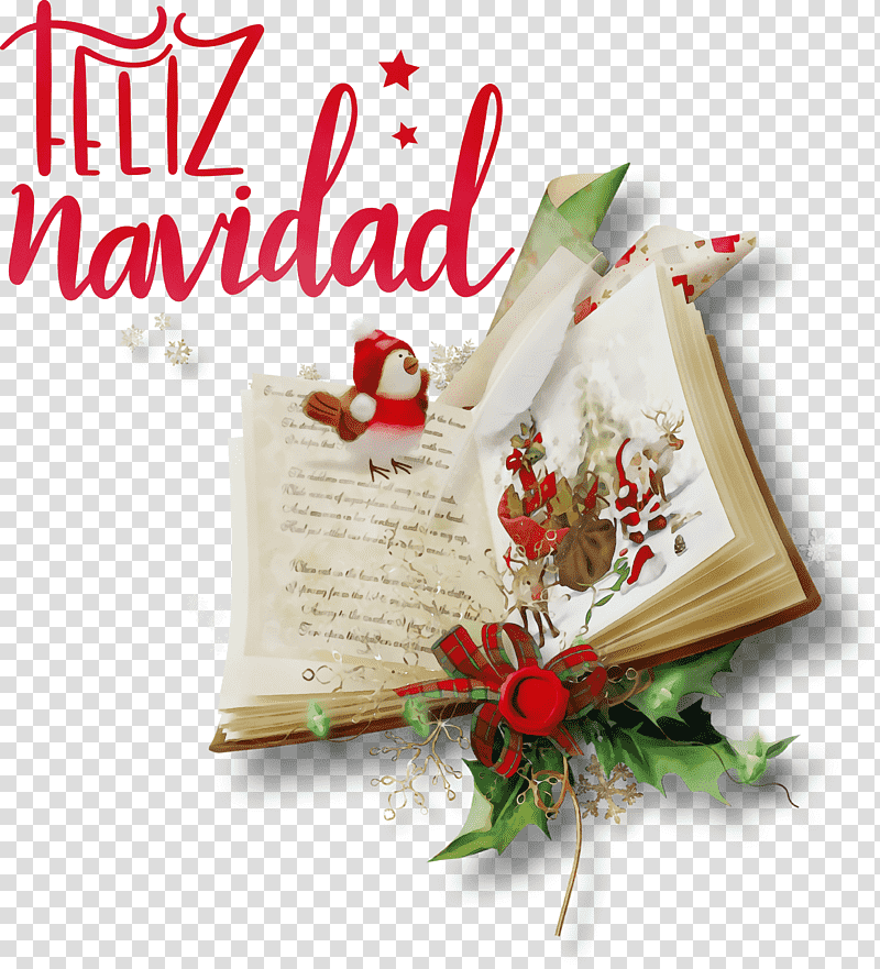 Christmas Day, Feliz Navidad, Merry Christmas, Watercolor, Paint, Wet Ink, Gift transparent background PNG clipart
