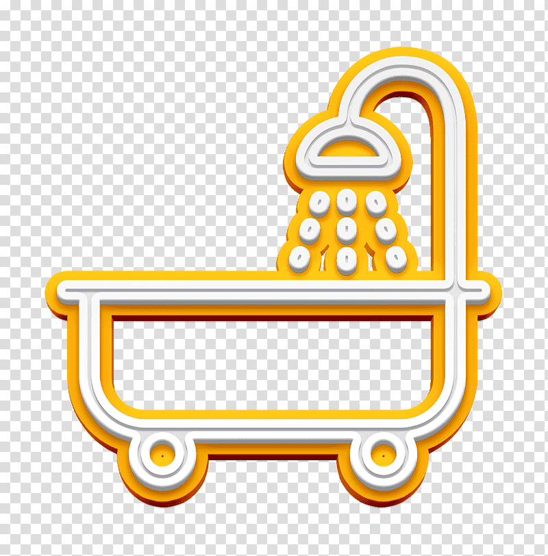Bathroom icon Bathtube with Shower icon Water icon, Medical Icon, Yellow, Line, Meter, Indore, Geometry transparent background PNG clipart