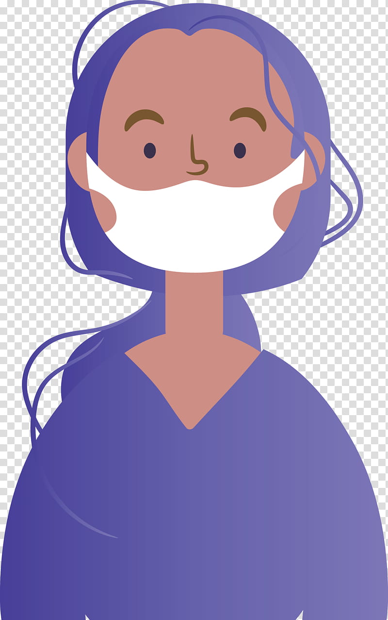 Wearing Mask Coronavirus Corona, Cartoon, Violet, Nose, Purple, Cheek, Neck, Smile transparent background PNG clipart