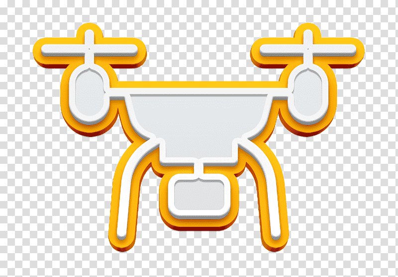 Drone icon Electronics icon, Logo, Cartoon, Yellow, Line, Symbol, Meter transparent background PNG clipart