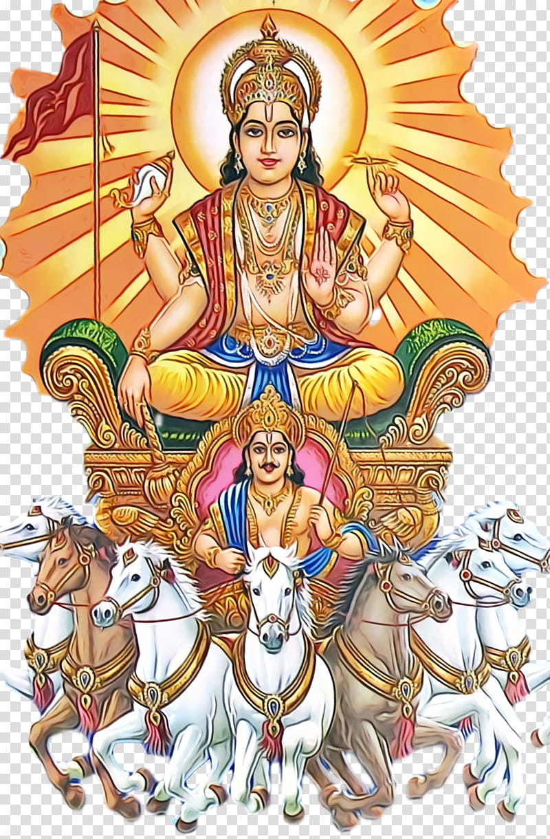 cartoon solar deity sun, Ratha Saptami, Surya Jayanti, Magha Saptami, Watercolor, Paint, Wet Ink, Cartoon transparent background PNG clipart