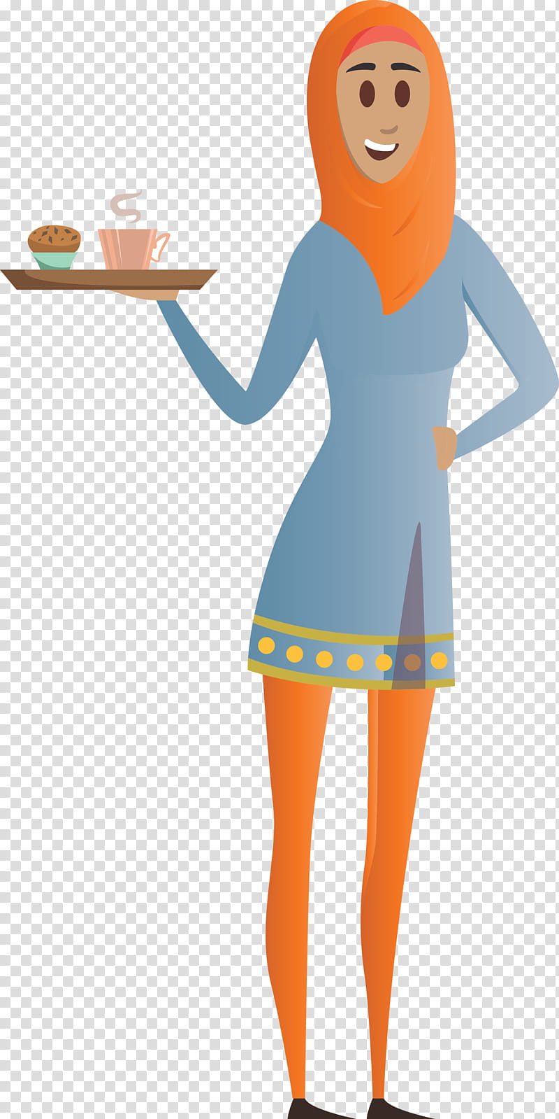 Arabic Woman Arabic Girl, Orange, Cartoon, Standing, Costume transparent background PNG clipart