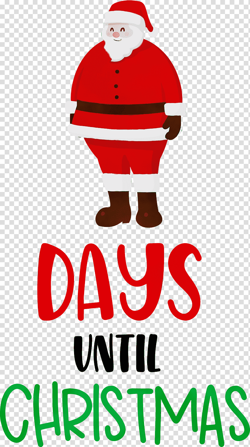 Christmas Day, Days Until Christmas, Christmas , Santa Claus, Watercolor, Paint, Wet Ink transparent background PNG clipart