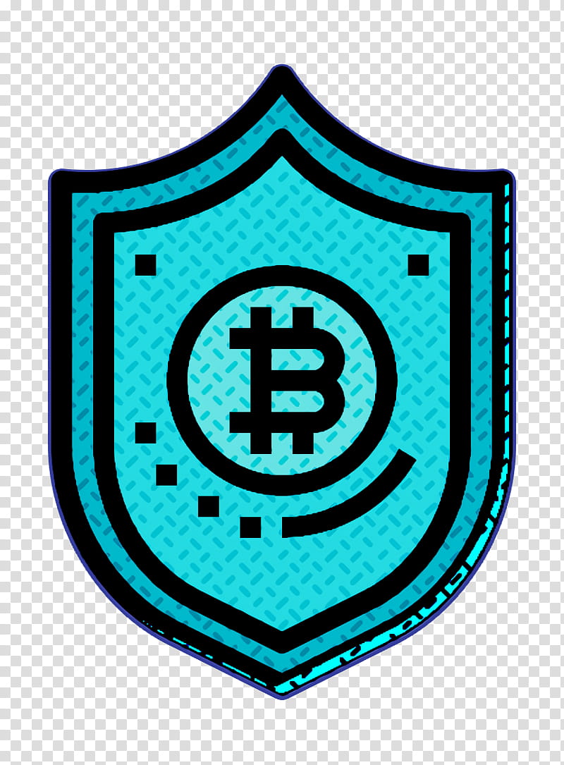 Shield icon Bitcoin icon, Turquoise, Emblem, Symbol, Circle, Logo transparent background PNG clipart