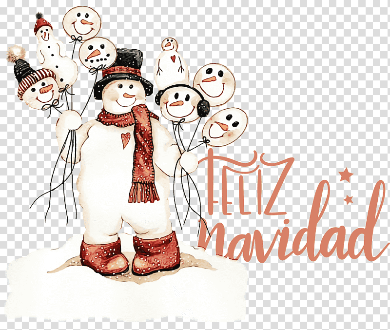 Christmas Day, Feliz Navidad, Merry Christmas, Watercolor, Paint, Wet Ink, Snowman transparent background PNG clipart