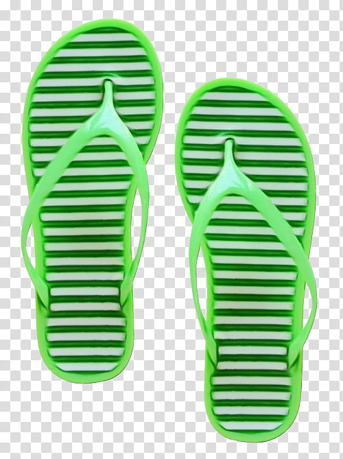 footwear green flip-flops yellow shoe, Watercolor, Paint, Wet Ink, Flipflops, Slipper, Sandal transparent background PNG clipart