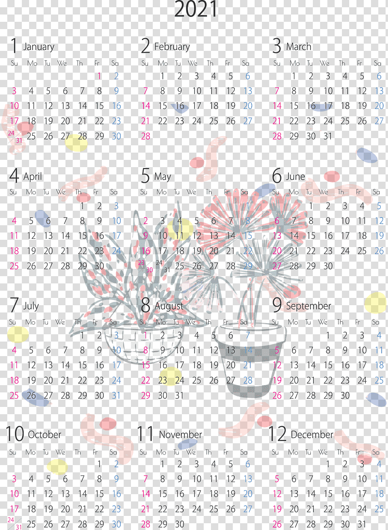 2021 Yearly Calendar, Wireframe Model, Line, Ocean Island, Color, Text, Calendar System transparent background PNG clipart