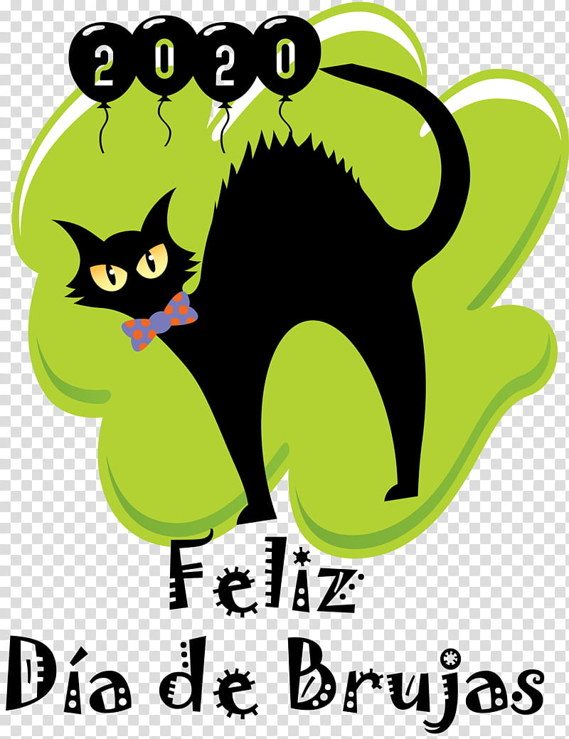 Feliz Día de Brujas Happy Halloween, Cat, Logo, Meter, Cartoon, Green, Line, Area transparent background PNG clipart
