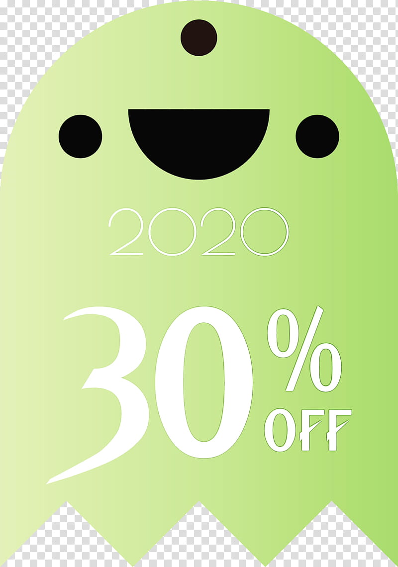 Smiley green font cartoon meter, Halloween Discount, 30 Off, Watercolor ...