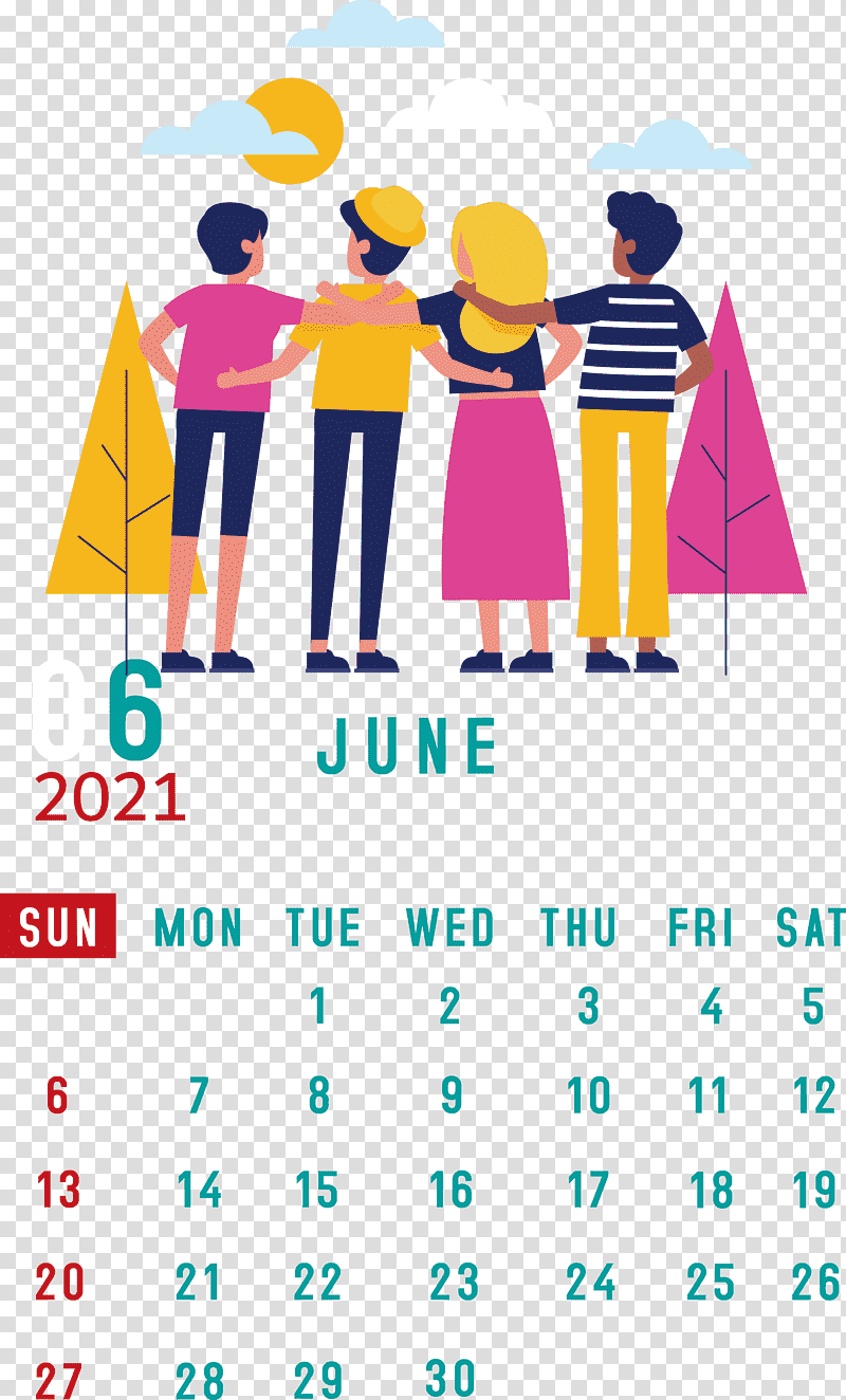 June 2021 Calendar 2021 Calendar June 2021 Printable Calendar, Cartoon, Line Art, Hug, Drawing, Abstract Art transparent background PNG clipart