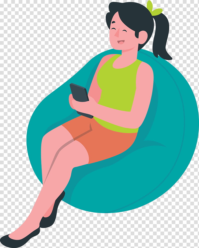 girl playing mobile phone, Character, Green, Behavior, Human, Character Created By transparent background PNG clipart