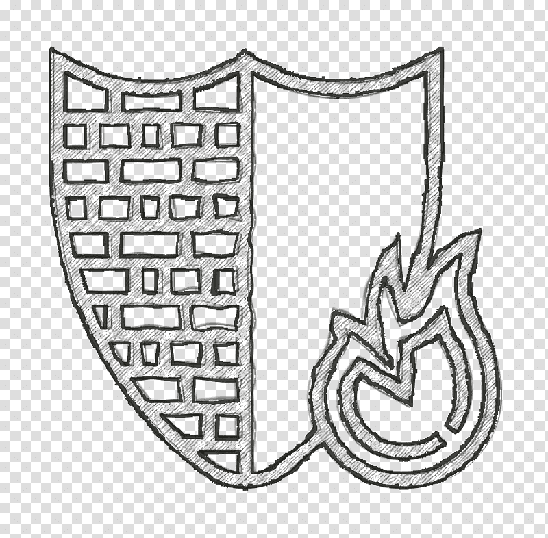 Cyber Robbery icon Firewall icon Shield icon, Line Art, Black And White
, Coloring Book, Symbol, Meter transparent background PNG clipart