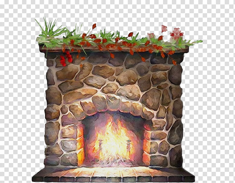 hearth fireplace chimney fireplace mantel stove, Watercolor, Paint, Wet Ink, Woodburning Stove, Kitchen Stove, Central Heating transparent background PNG clipart