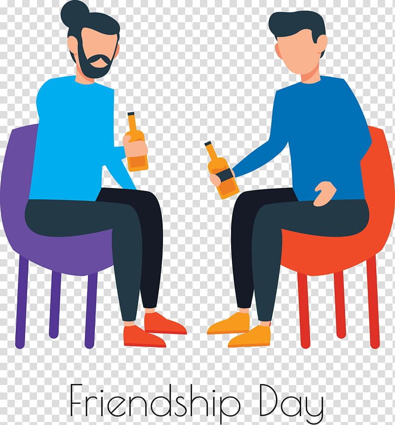 Friendship Day, Cartoon, International Friendship Day, Chair, Drawing, Sitting, Logo, Interview transparent background PNG clipart