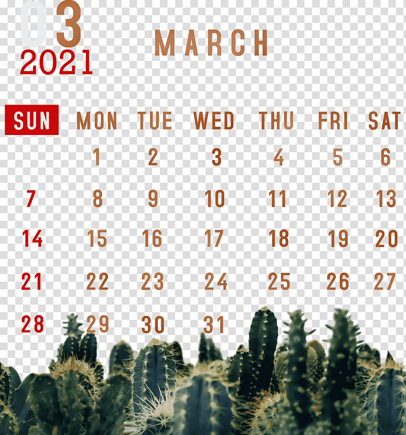 Cactus, March 2021 Printable Calendar, 2021 calendar, March Calendar, Watercolor, Paint, Wet Ink transparent background PNG clipart