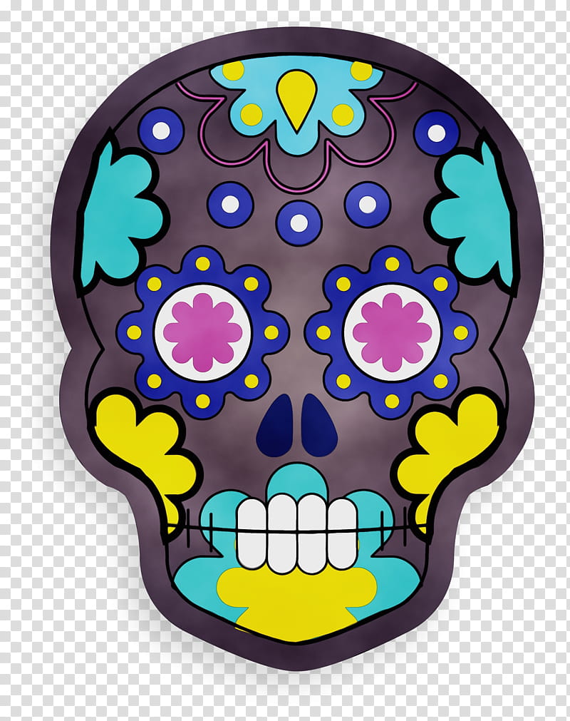 purple pattern, Skull, Mexico, Watercolor, Paint, Wet Ink transparent background PNG clipart