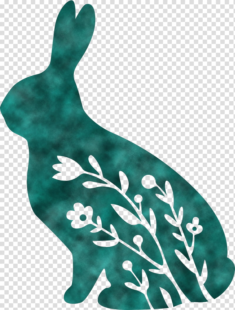 floral bunny floral rabbit Easter Day, Green, Hare, Animal Figure, Tail transparent background PNG clipart