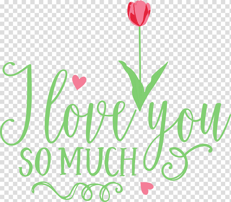 Floral design, I Love You So Much, Valentines Day, Quote, Watercolor, Paint, Wet Ink transparent background PNG clipart