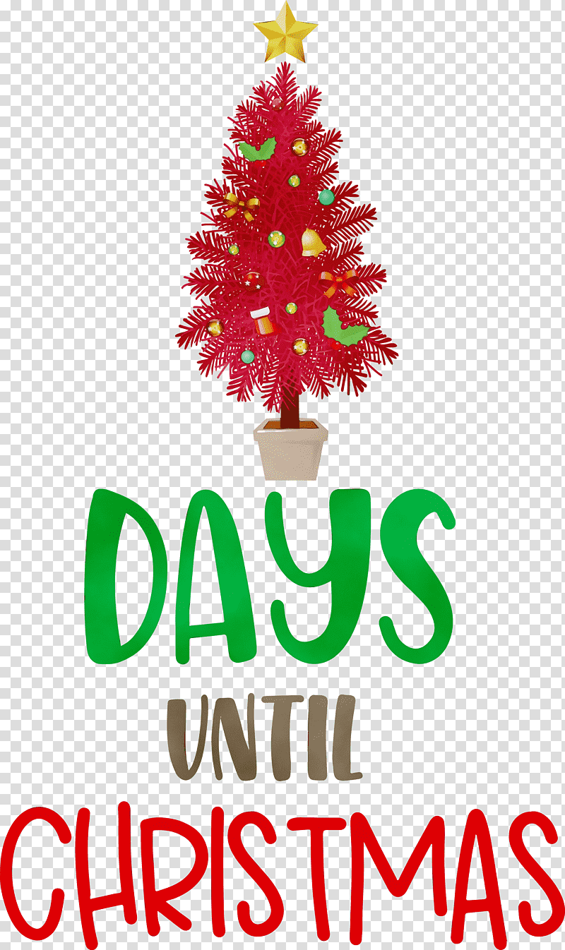 Christmas tree, Days Until Christmas, Christmas , Xmas, Watercolor, Paint, Wet Ink transparent background PNG clipart