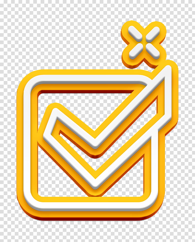 Checked icon Tick icon Protest icon, Angle, Line, Yellow, Area, Meter, Jewellery, Human Body transparent background PNG clipart