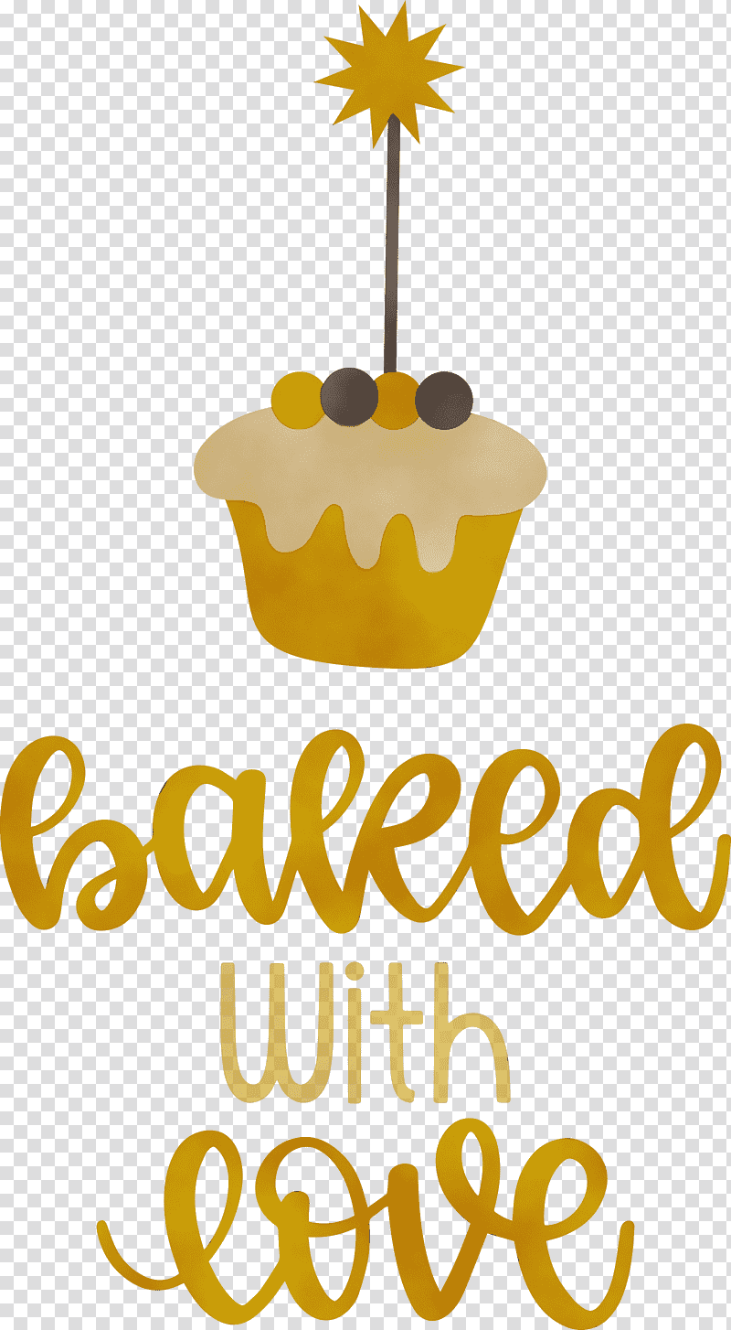 logo cake stand yellow line meter, Baked With Love, Cupcake, Food, Kitchen, Watercolor, Paint transparent background PNG clipart