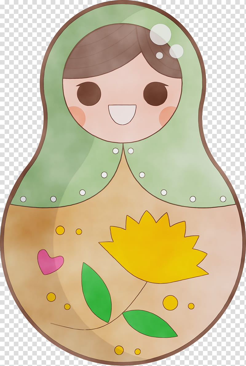 green, Colorful Russian Doll, Watercolor, Paint, Wet Ink, Cartoon transparent background PNG clipart