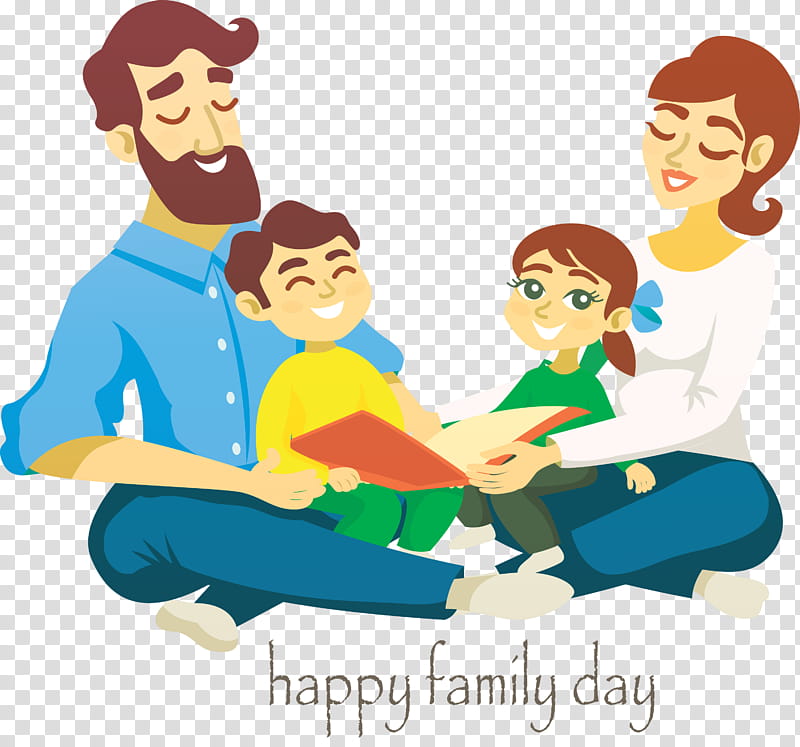 family day, People, Cartoon, Sharing, Sitting, Conversation, Family s, Gesture transparent background PNG clipart
