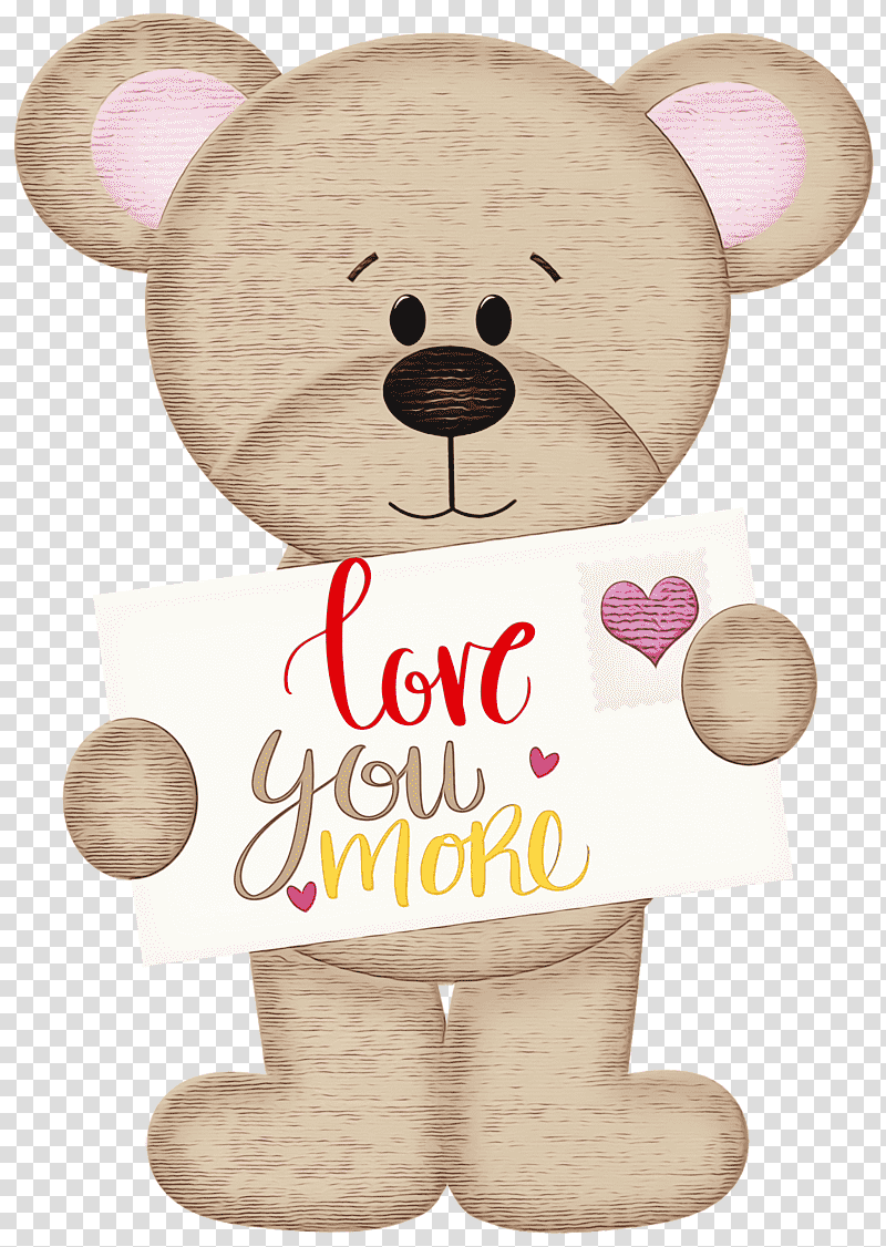 Valentine's Day, Valentines Day, Love You More, Watercolor, Paint, Wet Ink, Bears transparent background PNG clipart