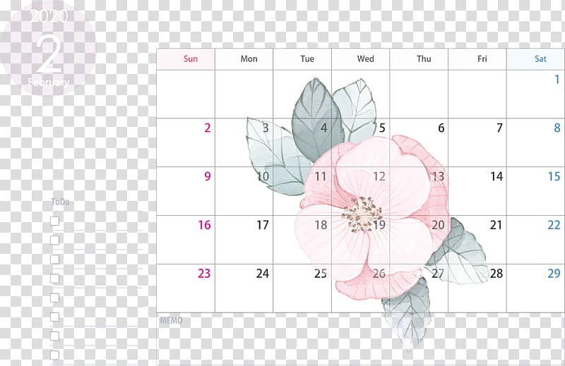 February 2020 Calendar February 2020 Printable Calendar 2020 Calendar, White, Text, Pink, Line transparent background PNG clipart